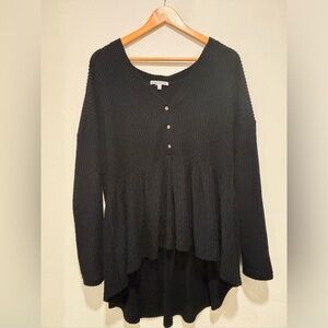 Waffle-knit Peplum Top | Park Adelyn